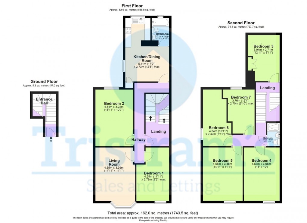 Floorplan for Waterloo Crescent, Nottingham